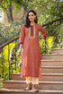 Women Maroon Ethnic Motifs Cotton Printed Straight Kurta